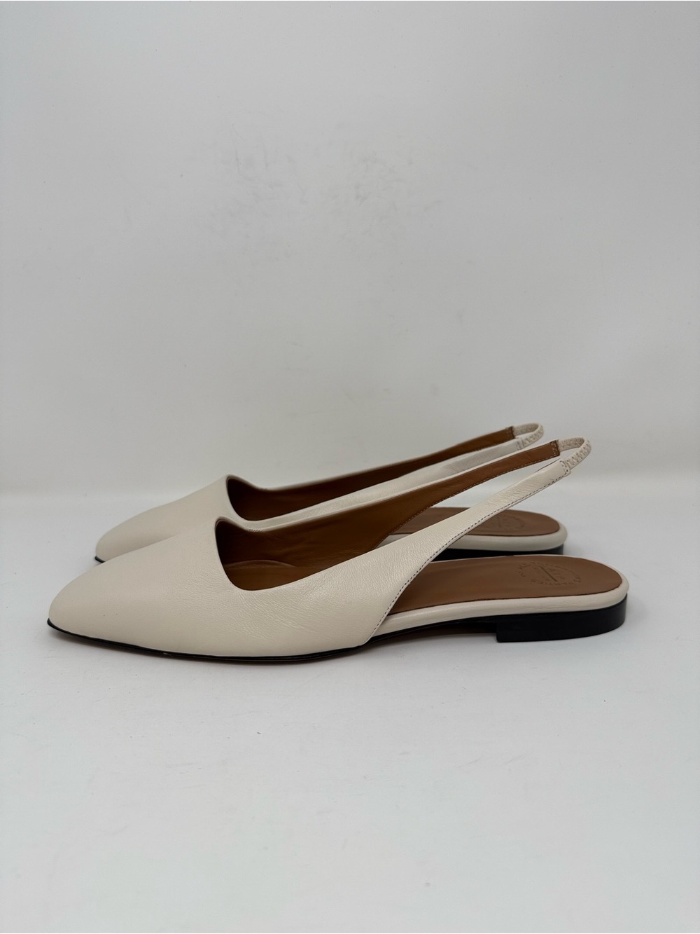 New ATP Atelier Plesio Flat Slingback Linen Leather Sz 10 - Picture 8 of 14